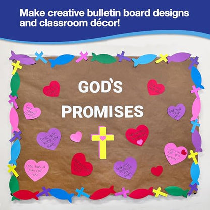 Cross Heart Fish Cutouts, Bright Colors, 232 Piece