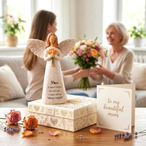 Gifts for Mom, 5.5" Resin Angel Figurine - Meaningful Mom Birthday Gifts - color: Mom Gifts