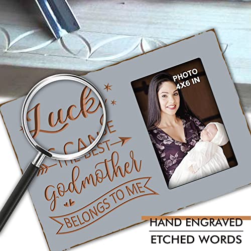 Lucky as Can Be the Best Godmother Belongs to Me Engraved Picture Frame - color: best godmother