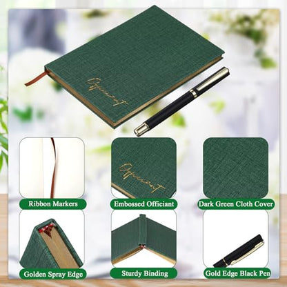 Engrowtic Wedding Officiant Book with Pen 5.25x8.25,Dark Green,Classic - color: Dark Green, style: Classic