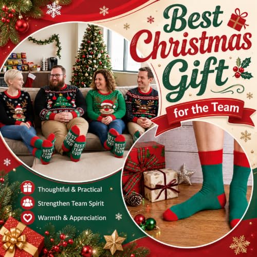 Glitopper 12 Pairs Best Team Ever Gift Socks Bulk - color: Red, Green, style: Team