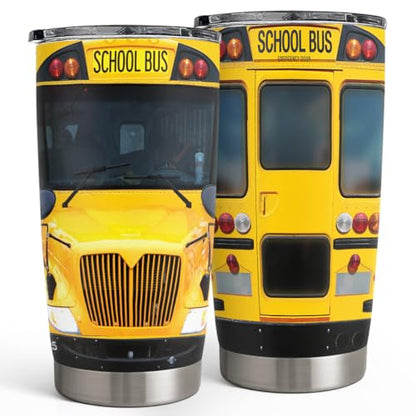 SANDJEST Bus Driver Tumbler - School Bus 20 oz Stainless Steel Double Wall Vacuum Tumblers Coffee Travel Mug - Thermal Cups Birthday, Christmas, Back To School Gifts for Men, Women, Friends, Besties - color: School Bus Driver