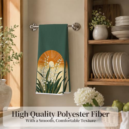 Boho Lily of the Valley Floral Kitchen Hand Towels 16x24 Inch - color: Lily of the Valley