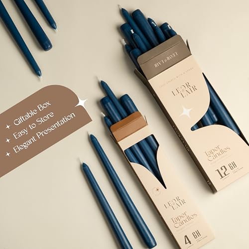 Leor & Lair Dark Blue Taper Candles, 12 Pack, 10" - color: Blue