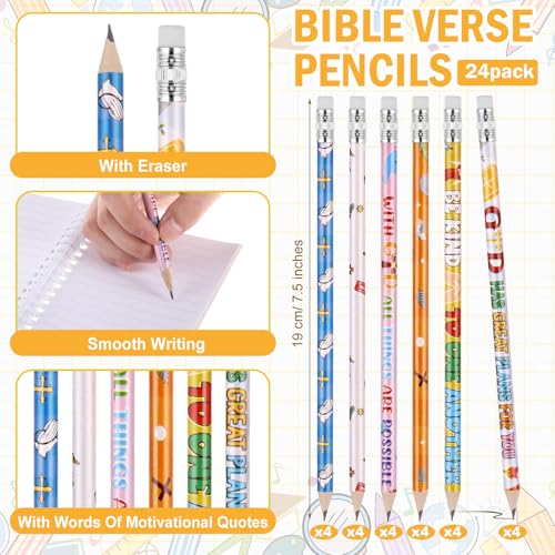 Crtiin 48 Pcs Christian Notepads Pencils Set, Kids School Gifts, White 3 - color: White, style: White Jesus 3