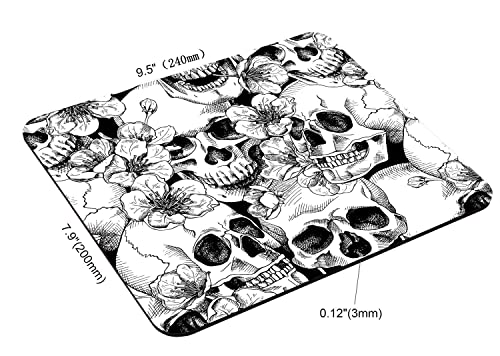 Mouse Pad,Sugar Skull Floral Black White Mouse Pad, Mouse Mat Square Mouse Pad Non-Slip Rubber Base MousePads for Office Laptop, 9.5"x7.9"x0.12" Inch - color: TSP225