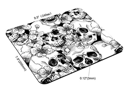 Mouse Pad,Sugar Skull Floral Black White Mouse Pad, Mouse Mat Square Mouse Pad Non-Slip Rubber Base MousePads for Office Laptop, 9.5"x7.9"x0.12" Inch - color: TSP225
