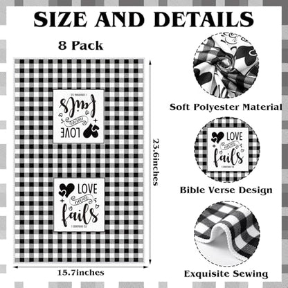 Hahafelt 8 Pcs Bible Verse Kitchen Towels Religious, Buffalo Plaid - style: Christian
