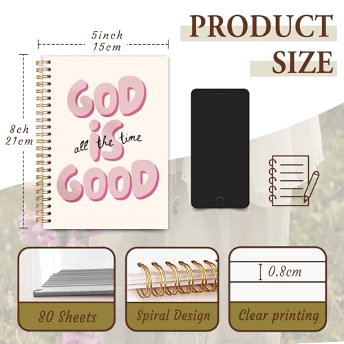 Christian Notebook Journal, Bible Verse Journal for Women, Bible Journaling Supplies, Christian Gifts for Women Faith, God Is Good All the Time Scripture Religious Spiral Notebook 5.5x8.3 In - color: God Is Good All The Time