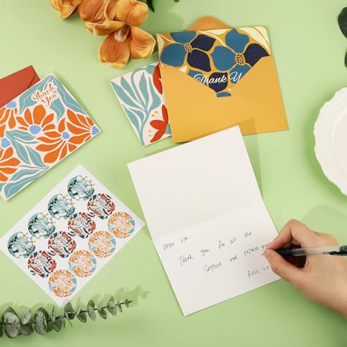 24 Pack Thank You Cards with Envelopes, 4x6 Inch Thank You Card Bulk - style: Abstract Floral Thank You Card