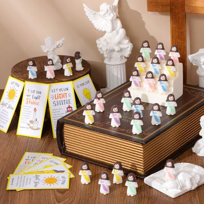 CroBlissful 60 Sets Mini Jesus Figurines Bulk,Holding A Cross Style - style: Cassock Style