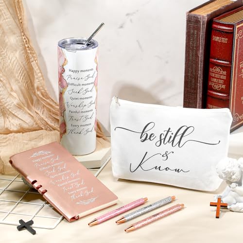 Domensi 6 Pcs Christian Gifts Set, 20 oz Tumbler Notepad Pens, Rose Pink - color: Rose Pink