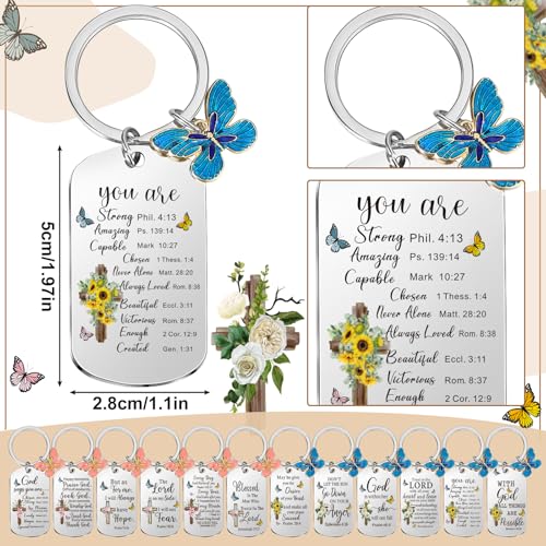 Misdary 12 Pcs Christian Bible Verse Keychain Bulk for Women - style: English