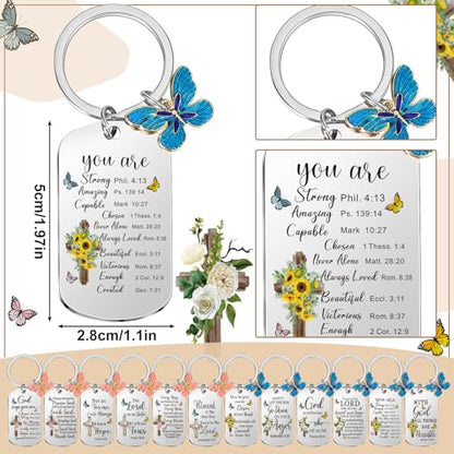 Misdary 12 Pcs Christian Bible Verse Keychain Bulk for Women - style: English