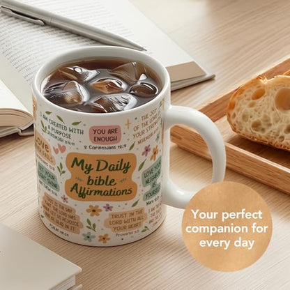 Daily Bible Affirmations Coffee Mug, Christian Scripture Gifts for Women Men Church Friends, Inspirational Religious Encouragement Gifts for Mom Grandma Pastor, Birthday Graduation Mothersday Present - color: Daily Bible Affirmations