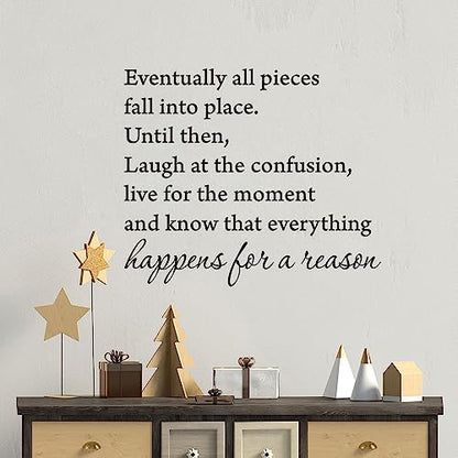 Eventually All Pieces Fall into Place Inspirational Quotes Wall Decals Saying Vinyl Wall Art Sticker Home Decor 22×19In