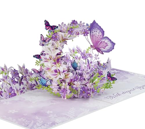 Moon Butterflies Pop Up Sympathy Cards with Envelopes, Sorry for Your Loss Card, Religious Pop Up Sympathy for Loss of Loved one, Mother, Father, Husband (PQ Moon Butterflies) - color: Moon Butterflies