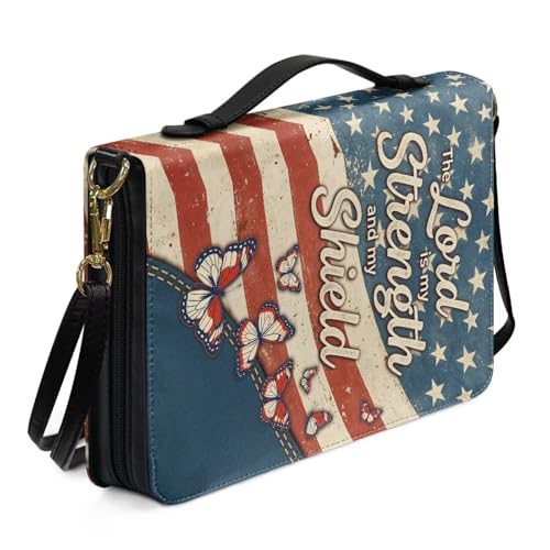 Book Covers Bible Covers for Women Men Large Size Bible Bag Tote - color: American Flag Butterfly Print, size: XX-Large