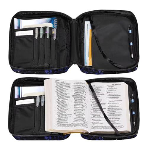 Suobstales Butterfly Rose Daisy Flower Print Bible Covers for Women Men Lightweight Bible Bag Bible Accessories with Handle and Zippered Pocket Bible Tote Bag for Kids - color: Butterfly Rose Daisy Flower