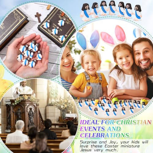 Bememo 25 Pcs Little Jesus Figures Original Design Mini Rubber Jesus Toys to Hide and Seek Religious Party Favors Sunday School Baptism Gifts(Blue) - color: Blue
