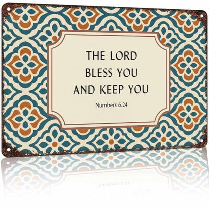 Bible Verse Blessing Quote Farmhouse Aluminum Metal Sign 8 x 12 Inch