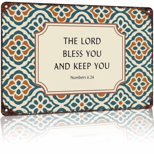 Bible Verse Blessing Quote Farmhouse Aluminum Metal Sign 8 x 12 Inch