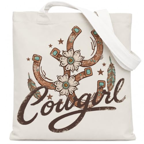 Western Cowgirl Canvas Tote Bag Cowgirl Gifts - color: Western Cowboy Theme 9