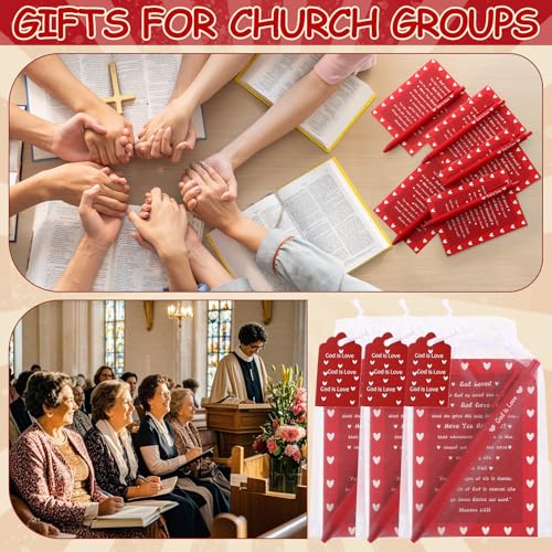 30 Set Valentine's Day Christian Gifts Bulk Bible Verse Notepads Religious Ballpoint Pens and Inspiring Quote Card Journals Gifts for Sunday School Church Friends Office Supplies