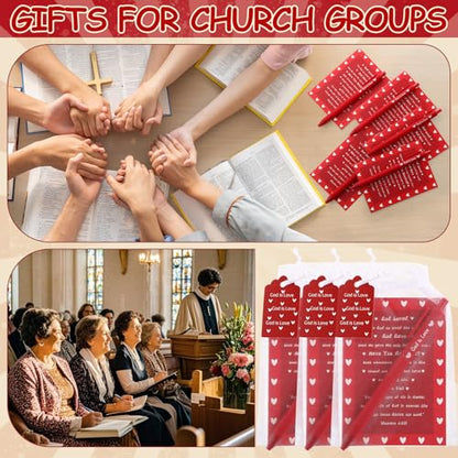 30 Set Valentine's Day Christian Gifts Bulk Bible Verse Notepads Religious Ballpoint Pens and Inspiring Quote Card Journals Gifts for Sunday School Church Friends Office Supplies