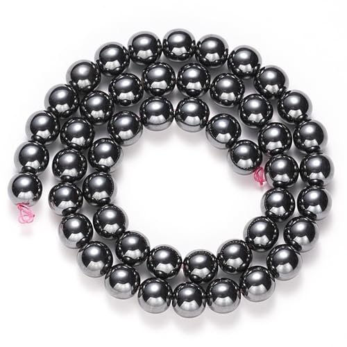 10mm Natural Black Hematite Gemstone Beads Polished Round Smooth Stone Beads for Bracelets Jewelry Making 15inch Loose Beads - color: AAA Black Hematite, size: 10mm