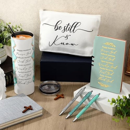 Domensi 6 Pcs Christian Gifts Set, 20 oz Tumbler Notepad Pens, Green - color: Green