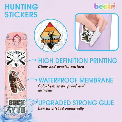 BEATRI Hunting Stickers 50Pcs Waterproof Vinyl Deer Hunting Decor - color: Hunting Stickers