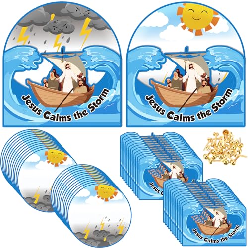 Motipuns Jesus Calms the Storm Craft Kit for Kids Bible Crafts, 24 Sets