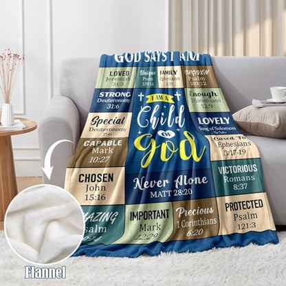 Christian Gifts for Men, I Am A Child of God Blanket, 50"x60" - color: Christian Gifts Blue