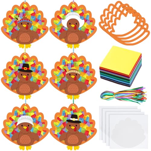 Chiisong 24 Sets Thanksgiving Turkey Crafts DIY Turkey Tissue Paper Crafts - style: Thanksgiving Turkey