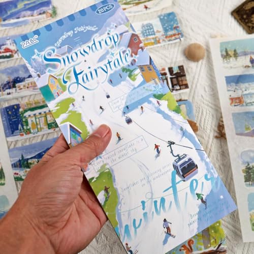Winter Scenery Sticker Book, PET & Washi Stickers for Journaling - color: White-snowdrop Fairytale