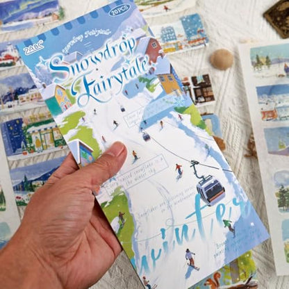 Winter Scenery Sticker Book, PET & Washi Stickers for Journaling - color: White-snowdrop Fairytale