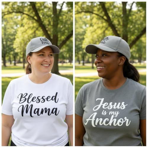 Faith Over Fear Christian Hats, Embroidered Baseball Caps for Adults - color: Gray Black