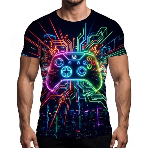 Funny Novelty Party Shirt Graphic 3D T-Shirt Short Sleeve Crewneck Shirts for Men S-4XL - color: Game-01, size: Medium