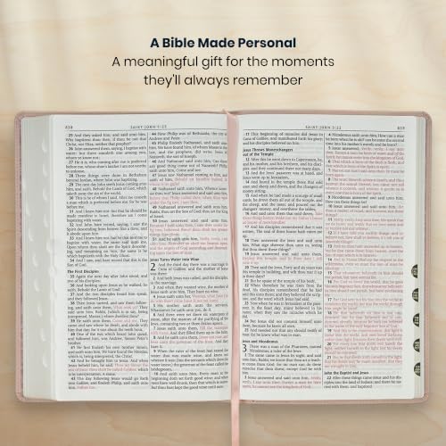 Personalized KJV Large Print Bible for Adult, Name Engraved, Standard Size - color: Light Pink