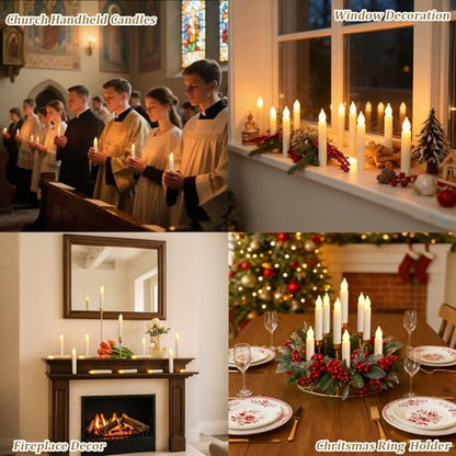 MUMCHASI 24 Packs Flameless Taper Candles Battery Operated Candlestickes Electric LED Candles Flickering Christmas Candlesticks Warm Yellow Light Party Home Decor H: 6 inches No Remote - size: 24pcs_No Remote