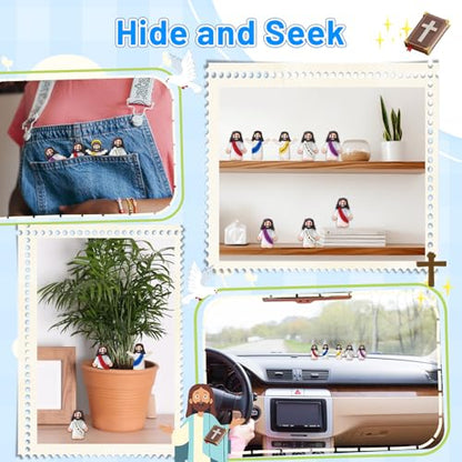 100 Pcs Little Jesus Figures, Mini Jesus Figurines in Bulk, Small Jesus Loves You Figures, Miniature Baby Jesus Resin to Hide, Pocket Gifts