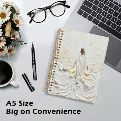 Christian Journal, Bible Study Notebook, Bible Notebooks for Note Taking, Jesus Walking on Water Church Hardcover Spiral Notebook for Women Man, 5.5x8.3 Inch - color: Jesus-3
