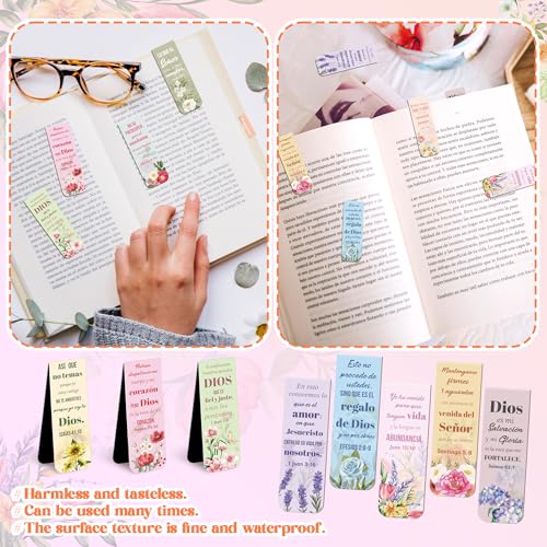 Haooryx Spanish Bible Verse Magnetic Bookmarks Motivational Page Markers - style: Spanish Floral