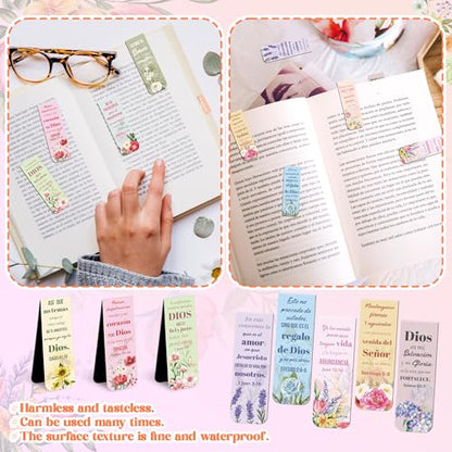 Haooryx Spanish Bible Verse Magnetic Bookmarks Motivational Page Markers - style: Spanish Floral