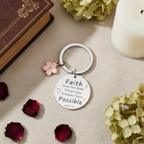 Bible Keyachain Christian Gifts for Women Cross Keychain Religious Gifts Bible Gift Faith Gift for Men - color: Faith Doesn't Make Things Easy