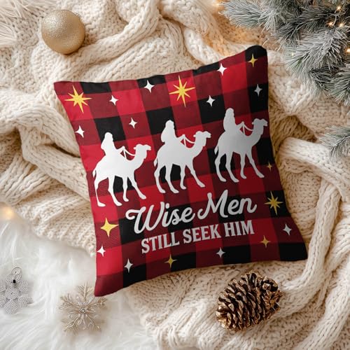 HOMETITUTE Set of 2 Christmas Wise Men Throw Pillow Covers 18x18 Inch - color: Christmas Throw Pillow Covers #06