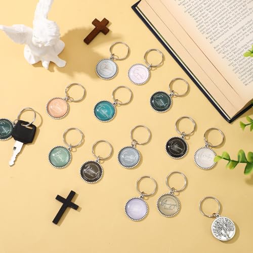 Equsion 36 Pcs Christian Keychain Bulk Mini Bible Keychains, Retro - color: Retro