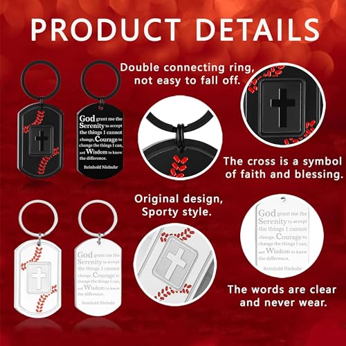 Football/Baseball/Soccer/Basketball Keychain for Men Sport Gifts for Men - color: Black, style: Baseball-serenity Prayer