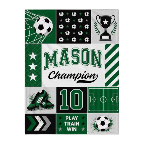 Personalized Soccer Baby Blanket, Custom Football Baby Blanket - color: Green #9